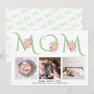 Cartes Pour Fêtes Annuelles Monnaie vert MOM typographie photo Fête des mères