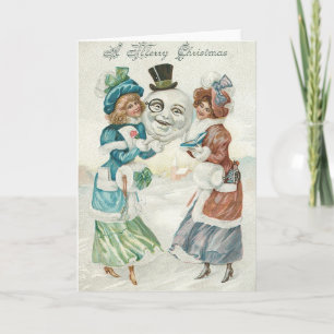 Cartes Pour Fêtes Annuelles Monocle en haut du chapeau de femme Snowman