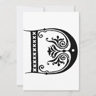 Cartes Pour Fêtes Annuelles Monogramme D initial noir et blanc
