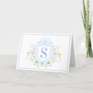 Cartes Pour Fêtes Annuelles Monogramme de la crête des rennes de Noël du grand