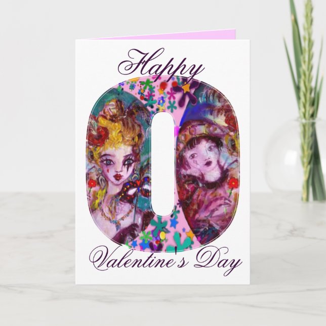 CARTES POUR FÊTES ANNUELLES MONOGRAMME DE MASQUÉRADE VÉNÉTIENNE VALENTINE O LE (Devant)