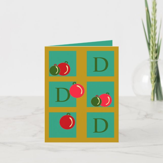 Cartes Pour Fêtes Annuelles Monogramme Élégant, Amusants Ornements de Noël Bin (Devant)