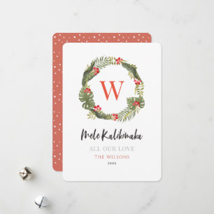 Cartes Pour Fêtes Annuelles Monogramme Mele Kalikimaka Couronne Tropicale