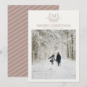 Cartes Pour Fêtes Annuelles Monogramme rustique initiale personnalisée Rose A