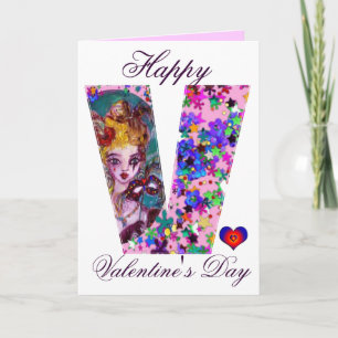 CARTES POUR FÊTES ANNUELLES MONOGRAMME VÉNÉTIEN VALENTINE V LETTRE