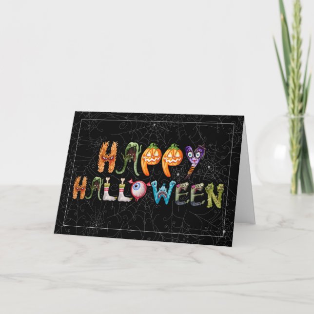 Cartes Pour Fêtes Annuelles Monster Alphas Funny Halloween Typographie (Devant)