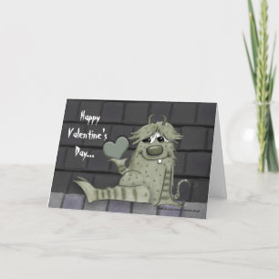 Cartes Pour Fêtes Annuelles Monstre vert flou au coeur