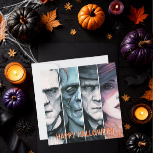 Cartes Pour Fêtes Annuelles Monstres gothiques vintage Halloween effrayant