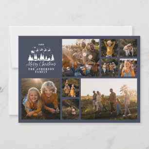 Cartes Pour Fêtes Annuelles Montage photo minime moderne Noël bleu marine