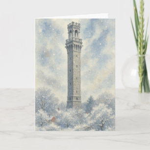 Cartes Pour Fêtes Annuelles Monument aux pèlerins en hiver