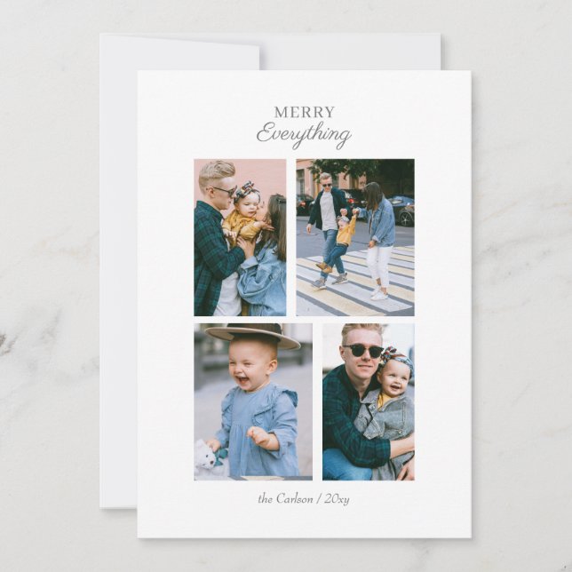 Cartes Pour Fêtes Annuelles Mood 4 photos Collage Simple Minimal Photo personn (Devant)