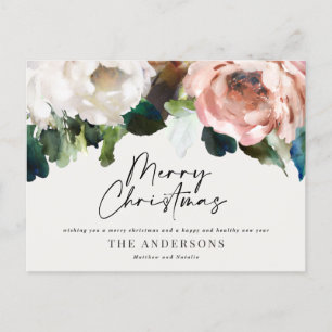 Cartes Pour Fêtes Annuelles Moody floral foncé moderne élégant Noël