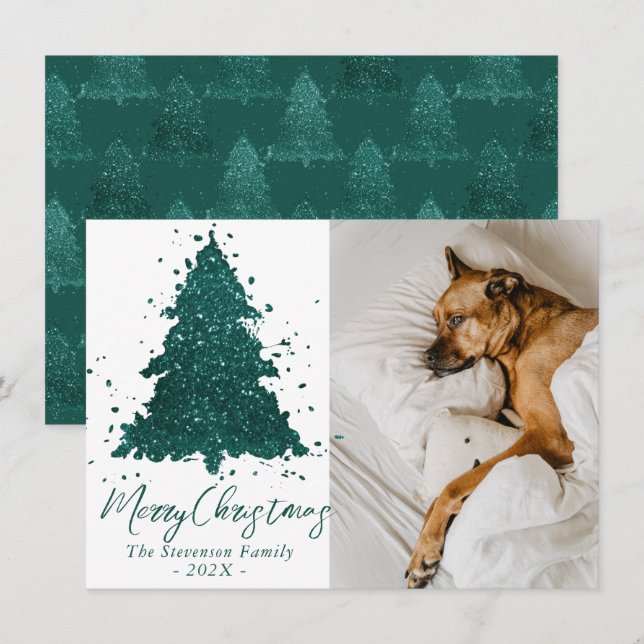 Cartes Pour Fêtes Annuelles Moody Joyeux Noël | Photo Turquoise de minuit prof (Devant / Derrière)