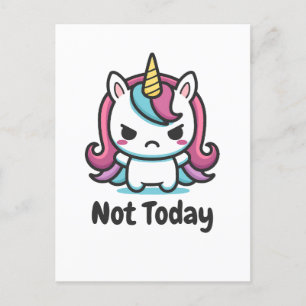 Cartes Pour Fêtes Annuelles Moody Kawaii Unicorn Texte personnalisé