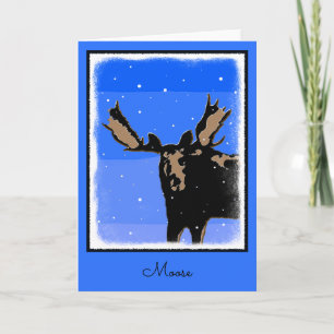 Cartes Pour Fêtes Annuelles Moose en hiver - Art original de la faune