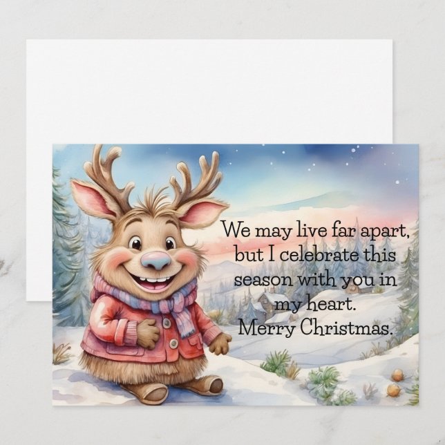 Cartes Pour Fêtes Annuelles Moose Far Apart  (Devant / Derrière)