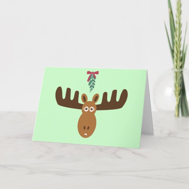 Cartes Pour Fêtes Annuelles Moose Head_Merry Kiss Moose #2 (Devant)
