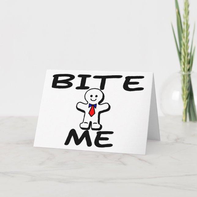 Cartes Pour Fêtes Annuelles Mordez-moi bonhomme en pain d'épice (Devant)