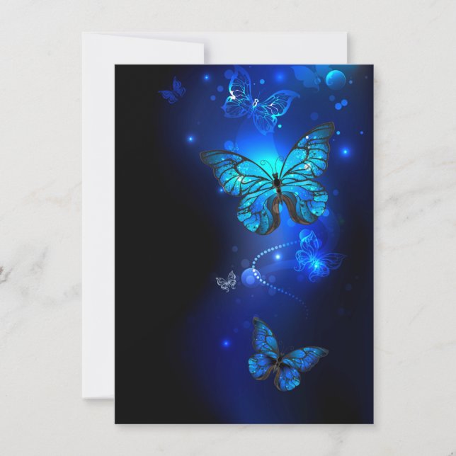 Cartes Pour Fêtes Annuelles Morpho Butterfly in the Dark Background (Devant)