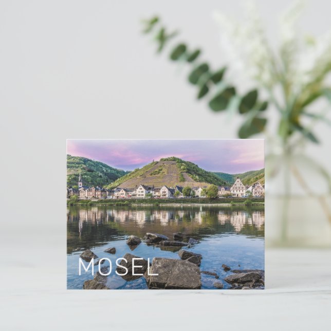 Cartes Pour Fêtes Annuelles Moselle Ediger Eller Sunset River Cochem Souvenir (Debout devant)