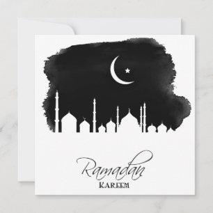 Cartes Pour Fêtes Annuelles Mosquée aquarelle Ramadan Kareem