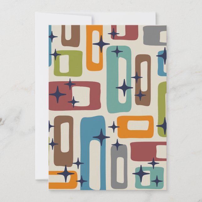 Cartes Pour Fêtes Annuelles Motif Abstrait moderne rétro du milieu du siècle (Devant)