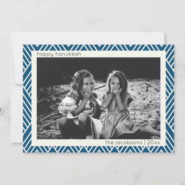 Cartes Pour Fêtes Annuelles Motif Art déco moderne en Blue Hanoukka Photo (Devant)