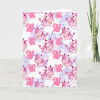 Cartes Pour Fêtes Annuelles Motif blanc et rose de vache à amour
