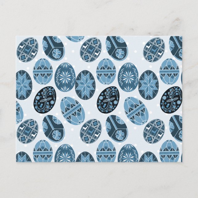 Cartes Pour Fêtes Annuelles Motif bleu d'oeufs de pâques d'Ukrainien (Devant)