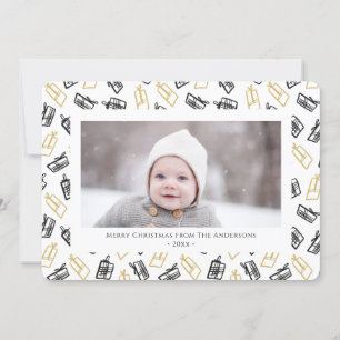 Cartes Pour Fêtes Annuelles Motif cadeau Black Script mignon or noir