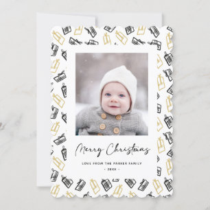 Cartes Pour Fêtes Annuelles Motif cadeau Black Script mignon or noir