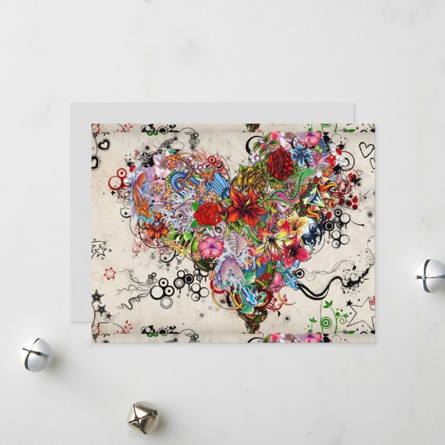 Cartes Pour Fêtes Annuelles Motif cardiaque (Intricate pattern and whimsical doodles!)