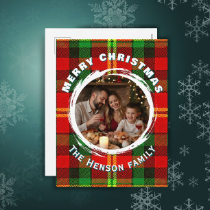 Cartes Pour Fêtes Annuelles Motif carreau de Noël avec photo de famille person