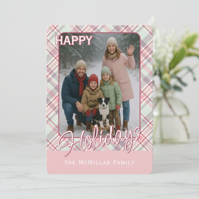 Cartes Pour Fêtes Annuelles Motif carreau rustique élégant de classe (Debout devant)