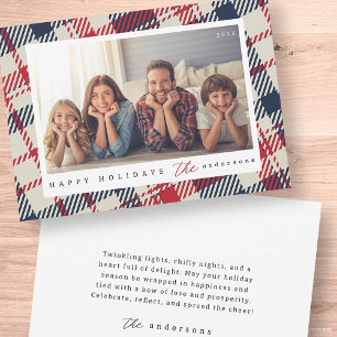 Cartes Pour Fêtes Annuelles Motif carreaux moderne Noël Photo de famille perso