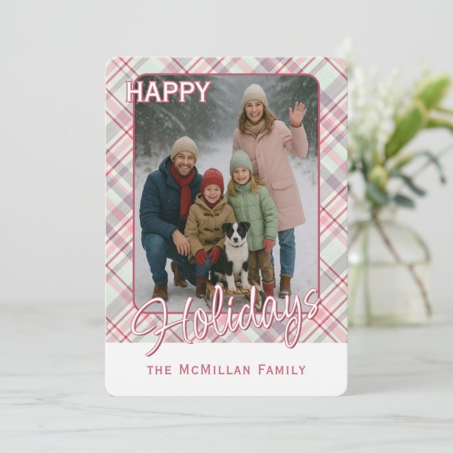 Cartes Pour Fêtes Annuelles Motif carreaux rustique élégant de classe (Debout devant)