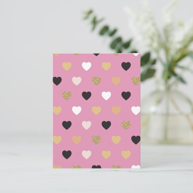 Cartes Pour Fêtes Annuelles Motif Cœurs 32 (Debout devant)