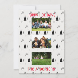 Cartes Pour Fêtes Annuelles Motif d'arbre de Noël noir et blanc moderne