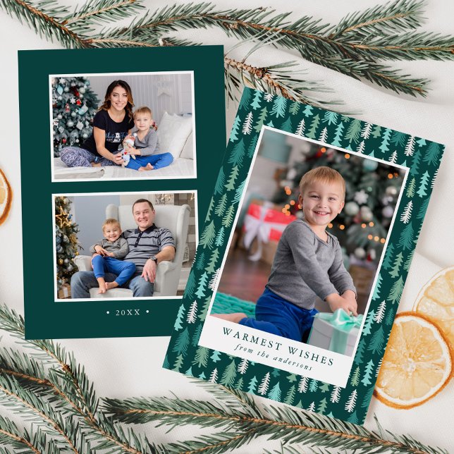 Cartes Pour Fêtes Annuelles Motif d'arbres de la forêt verte festive 3 Photo (Créateur téléchargé)