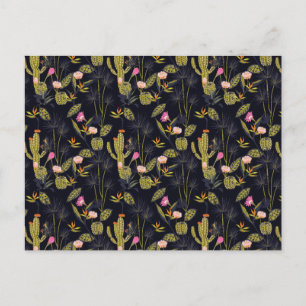 Cartes Pour Fêtes Annuelles Motif de cactus nocturne d'été foncé