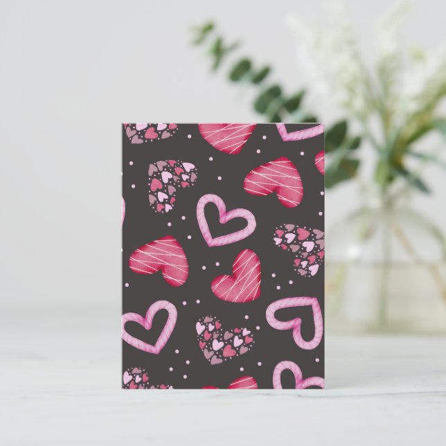 Cartes Pour Fêtes Annuelles Motif de coeur 34 (Debout devant)