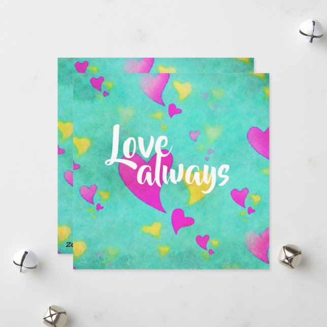 Cartes Pour Fêtes Annuelles Motif de coeur mignon amour toujours Valentine (Devant/Arrière en situation)