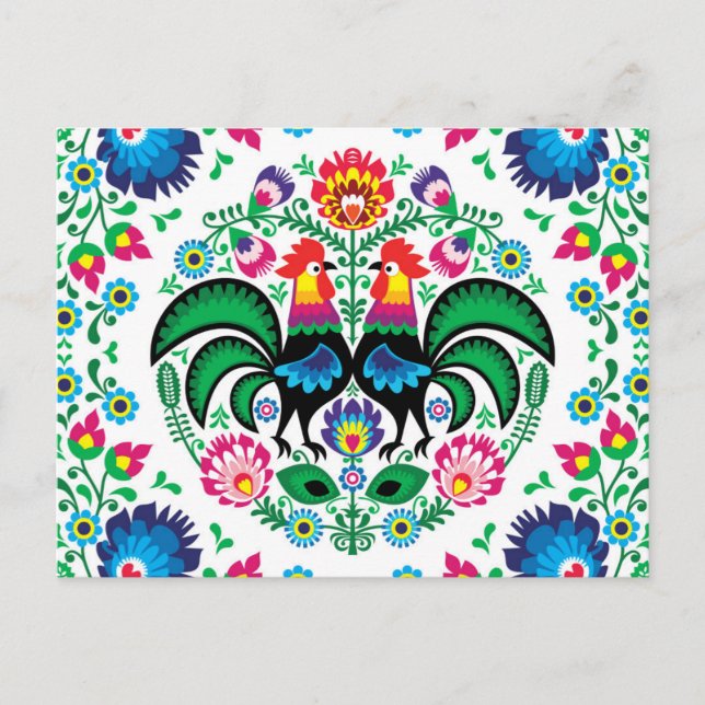 Cartes Pour Fêtes Annuelles Motif de coq polonais carré (Devant)