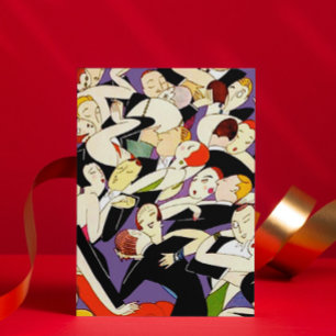 Cartes Pour Fêtes Annuelles Motif de couples de danse Art déco Ère du Jazz d