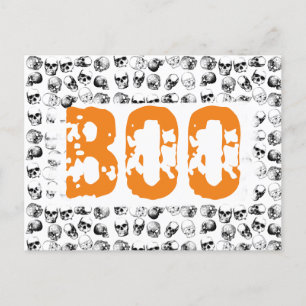 Cartes Pour Fêtes Annuelles Motif de crâne Éffrayant Orange Boo Halloween
