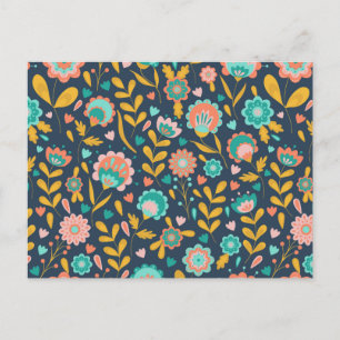 Cartes Pour Fêtes Annuelles Motif de fleurs d'art populaire