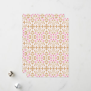 Cartes Pour Fêtes Annuelles motif de fleurs rose et blanche sur un dos brun
