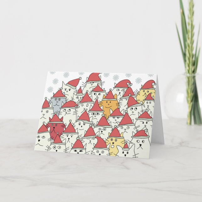 Cartes Pour Fêtes Annuelles Motif de Noël avec beaucoup de chats drôles (Devant)