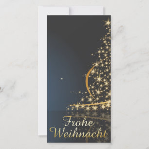 Cartes Pour Fêtes Annuelles Motif de Noël bleu avec un arbre de Noël doré