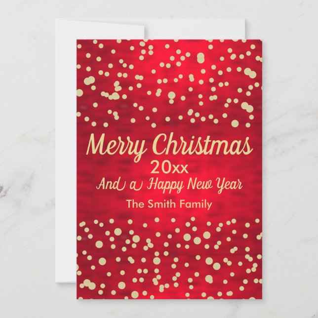 Cartes Pour Fêtes Annuelles Motif de Noël Confetti rouge et or (Devant)